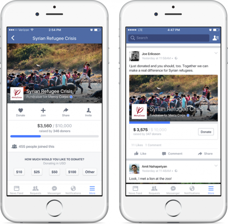 You can donate things on Facebook now