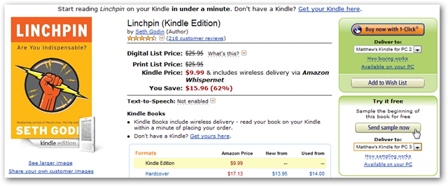 Preview and Purchase Ebooks with Kindle for PC