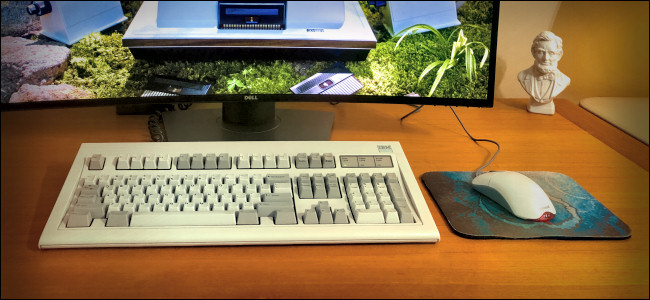 The IBM Model M Keyboard sitting on a desk.