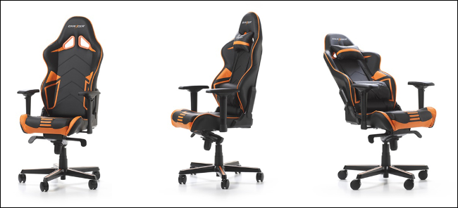 Three DXRacer Racing Series PRO gaming chairs.