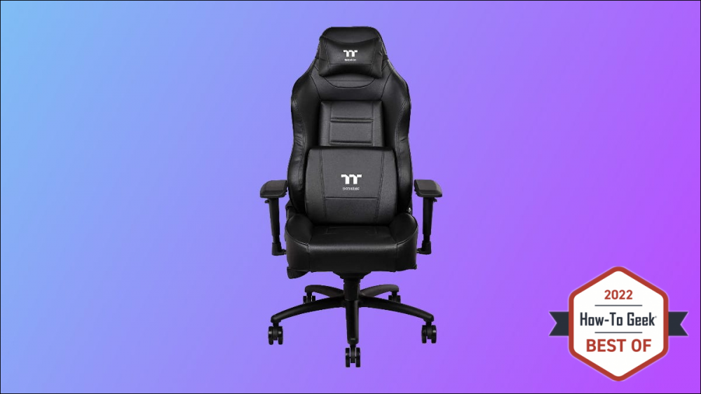 Thermaltake chair on blue and purple background