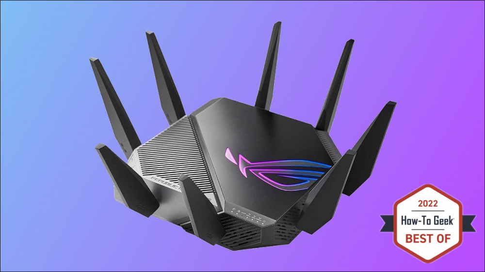 Asus ROG route on blue and purple background