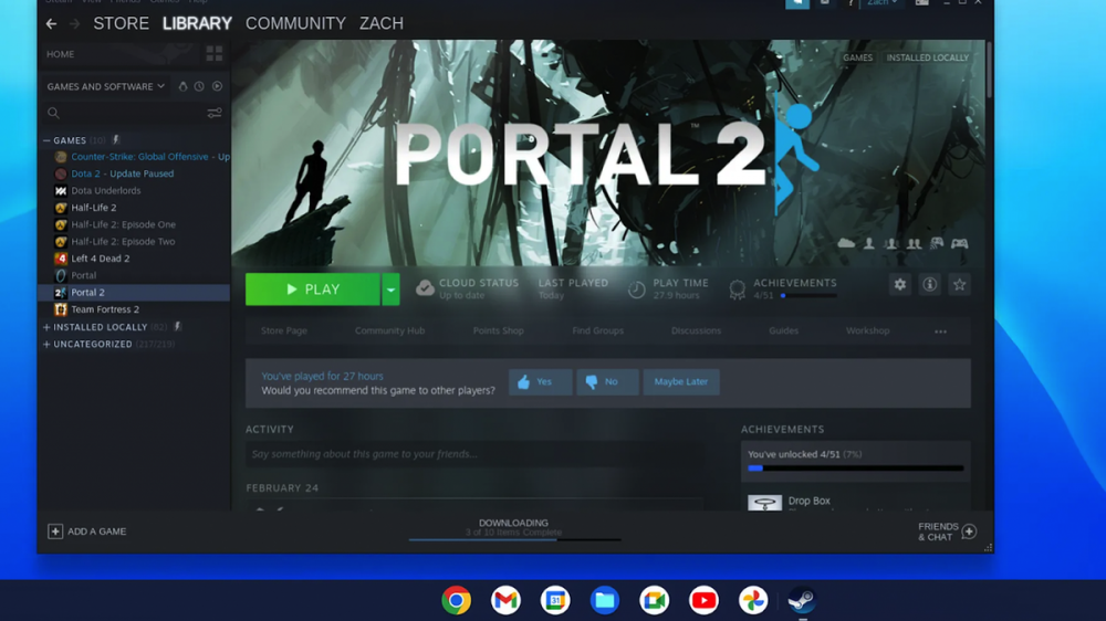 Steam running on Chrome OS