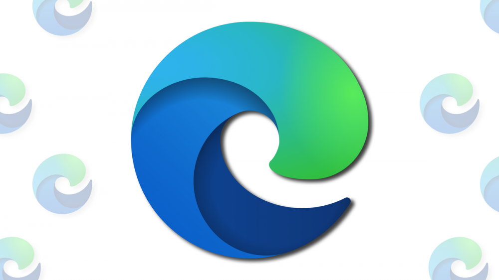 The Microsoft Edge logo in a pattern on a white background.