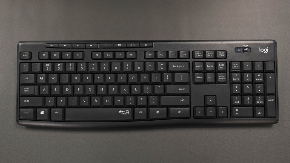 A standard Logi keyboard on a desk