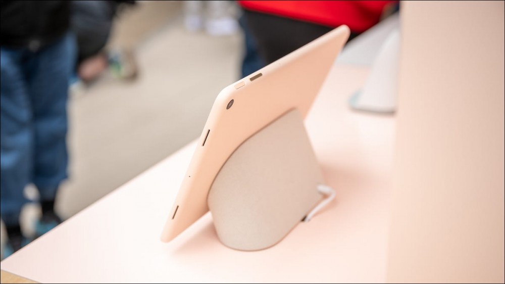 Side and back of the Google Pixel Tablet on its stand