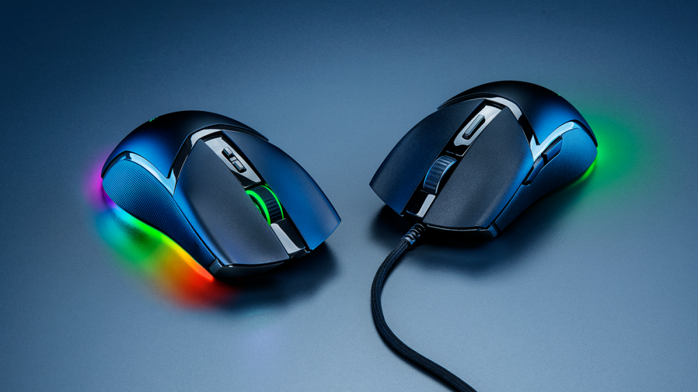 Razer Cobra Pro and Razer Cobra mice on a table.